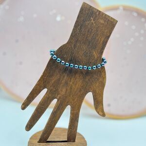 Majorica Pearl Bracelet 7.5" Dark Peacock Color with Gold over Sterling Silver